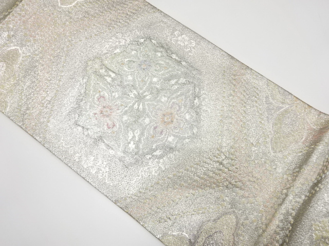 亀甲に花模様織り出し袋帯